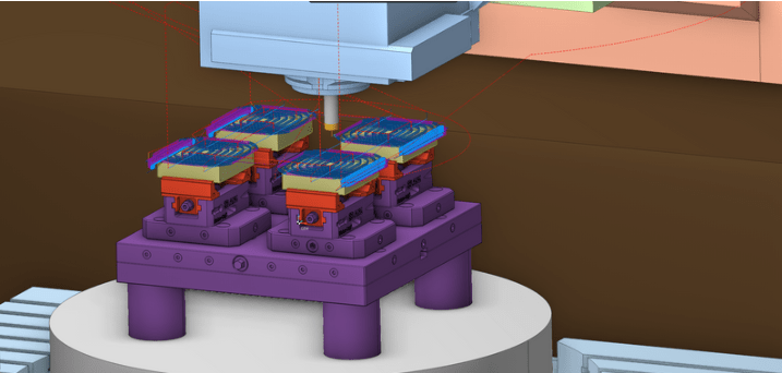 frasen DMU 80 Mehrfachspannung mit ENCY Simulation | CAD/CAM Programmiersoftware für CNC Maschinen und Industrieroboter