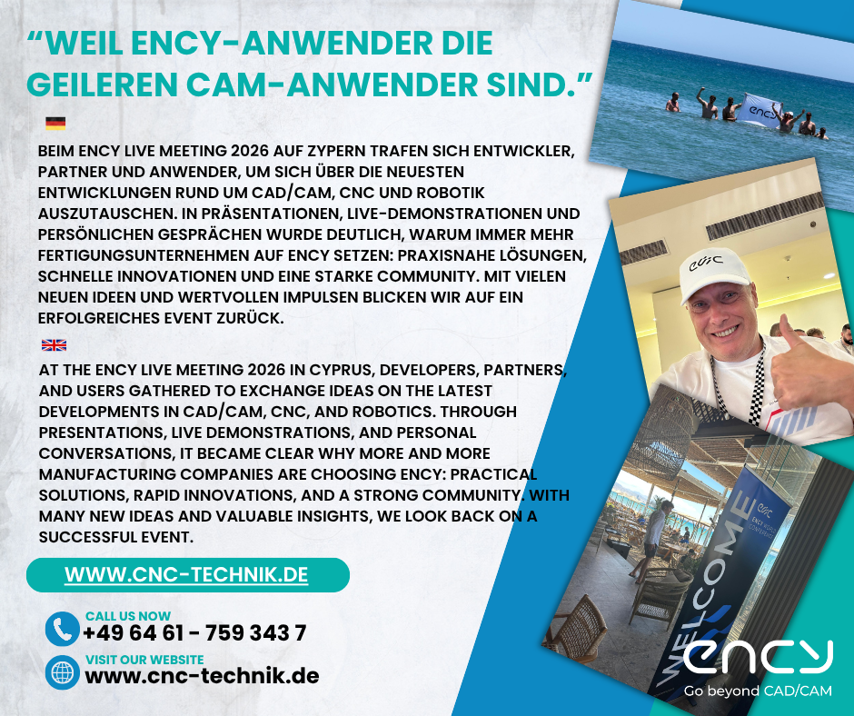 ENCY Reseller Meeting Post 3 | CAD/CAM Programmiersoftware für CNC Maschinen und Industrieroboter