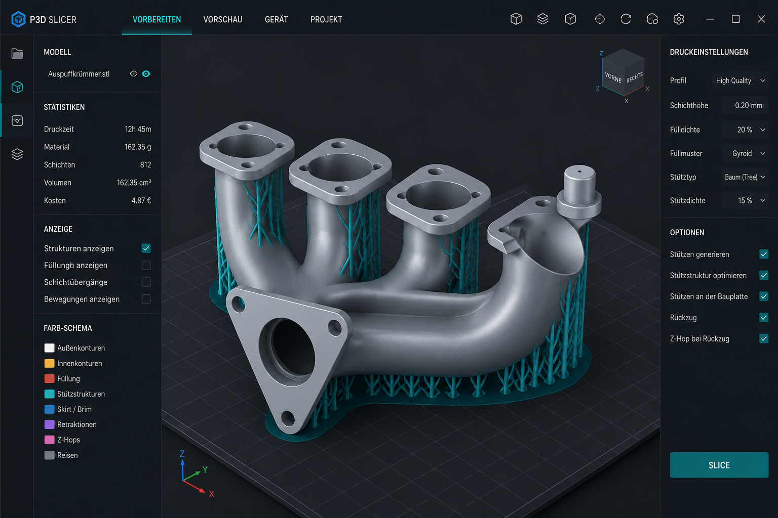 P3D Slicer für Roboterdruck und mehrachsige additive Fertigung