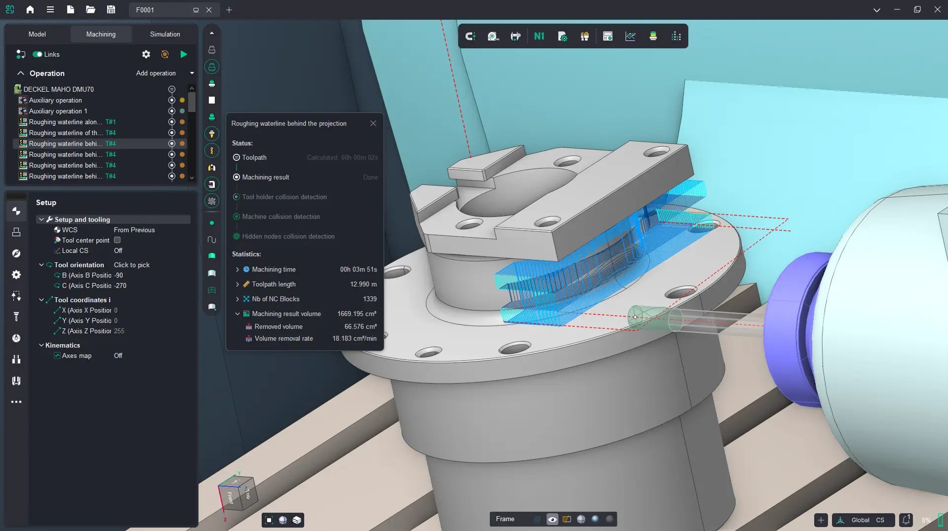 Material statistics for the machining result | CAD/CAM Programmiersoftware für CNC Maschinen und Industrieroboter