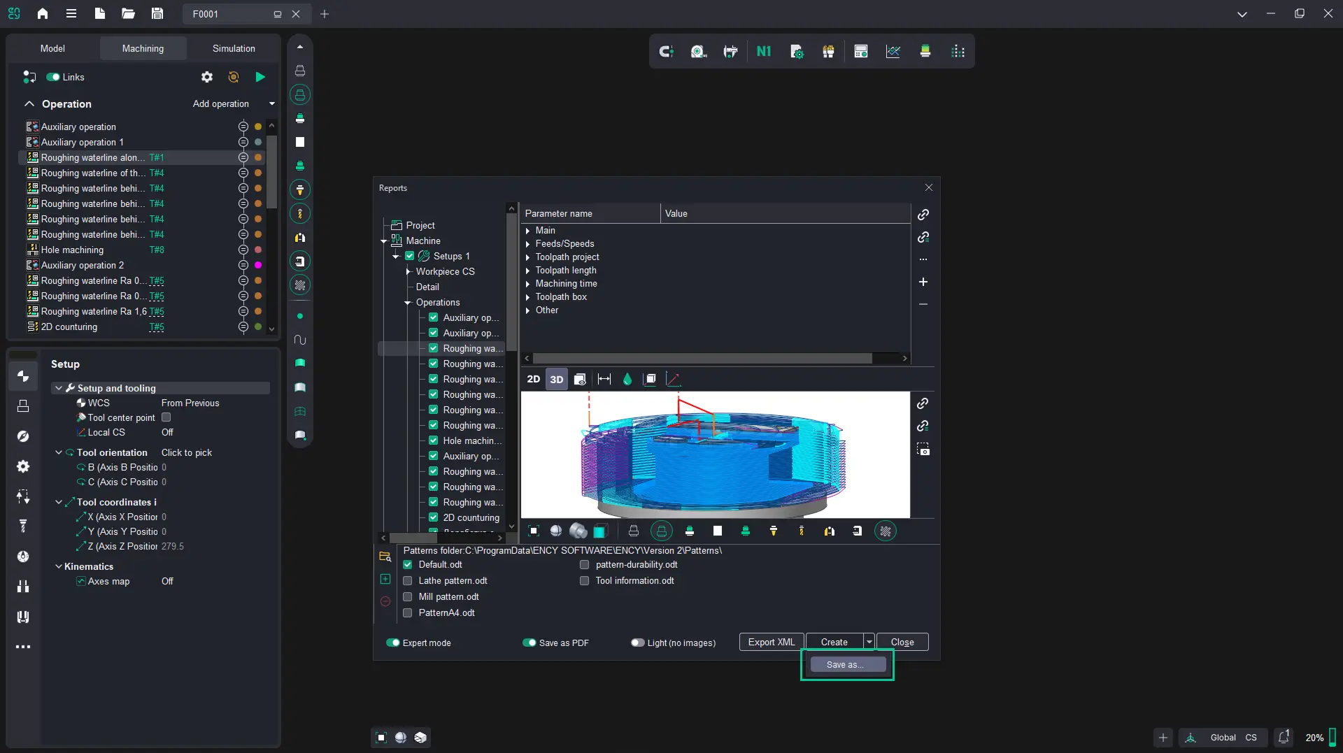 Save as option in the report | CAD/CAM Programmiersoftware für CNC Maschinen und Industrieroboter