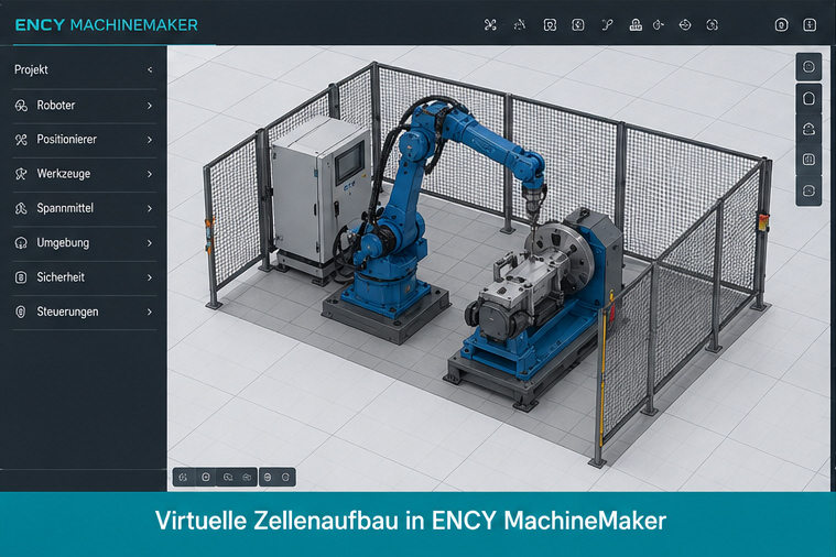 ENCY Hyper verbindet reale Roboterzelle und digitalen Zwilling